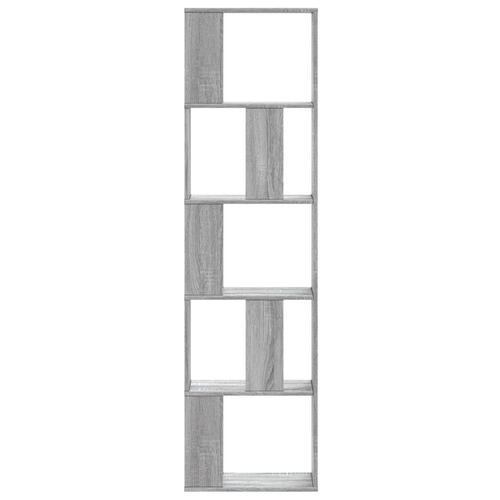 Bogreol 45x23,5x162,5 cm 5 hylder konstrueret træ grå sonoma