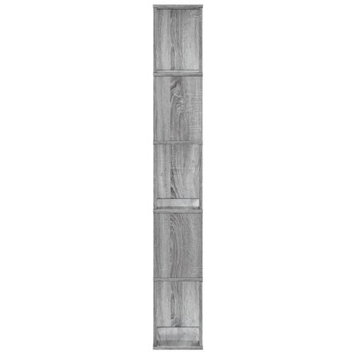 Bogreol 45x23,5x162,5 cm 5 hylder konstrueret træ grå sonoma