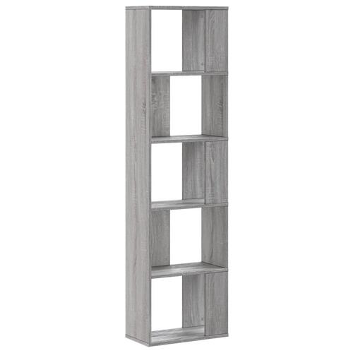 Bogreol 45x23,5x162,5 cm 5 hylder konstrueret træ grå sonoma