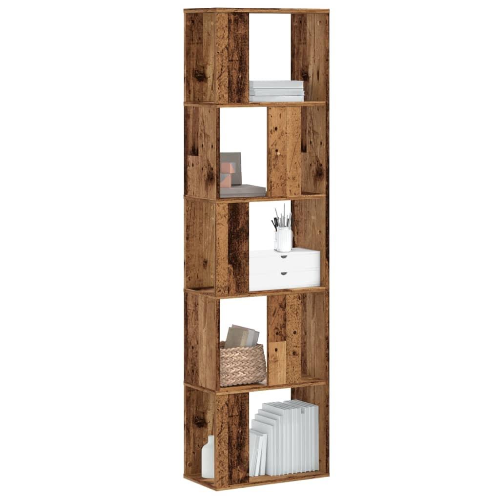 Bogreol 45x23,5x162,5 cm 5 hylder konstrueret træ gammelt træ