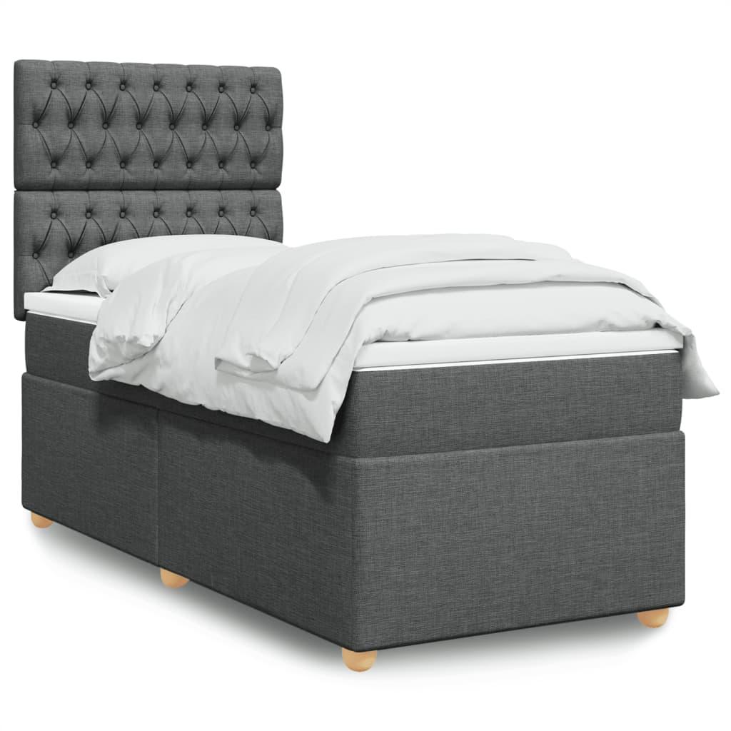 Kontinentalseng med madras 90x190 cm stof mørkegrå billede