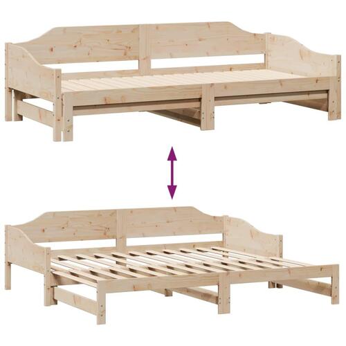 Daybed med udtræk 90x190 cm massivt fyrretræ