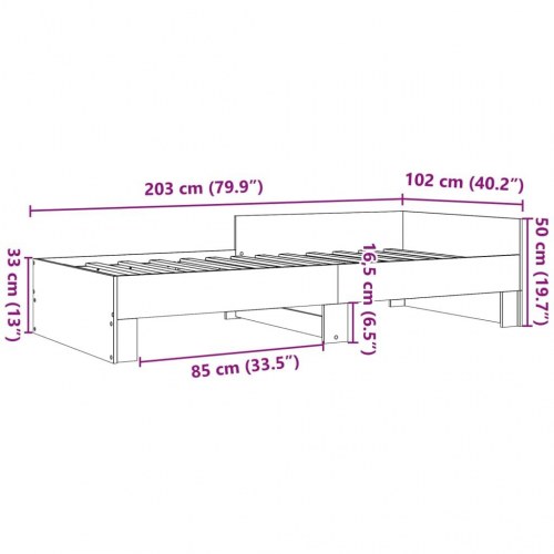 Sengeramme 100 x 200 cm med sengehest - grå sonoma-eg