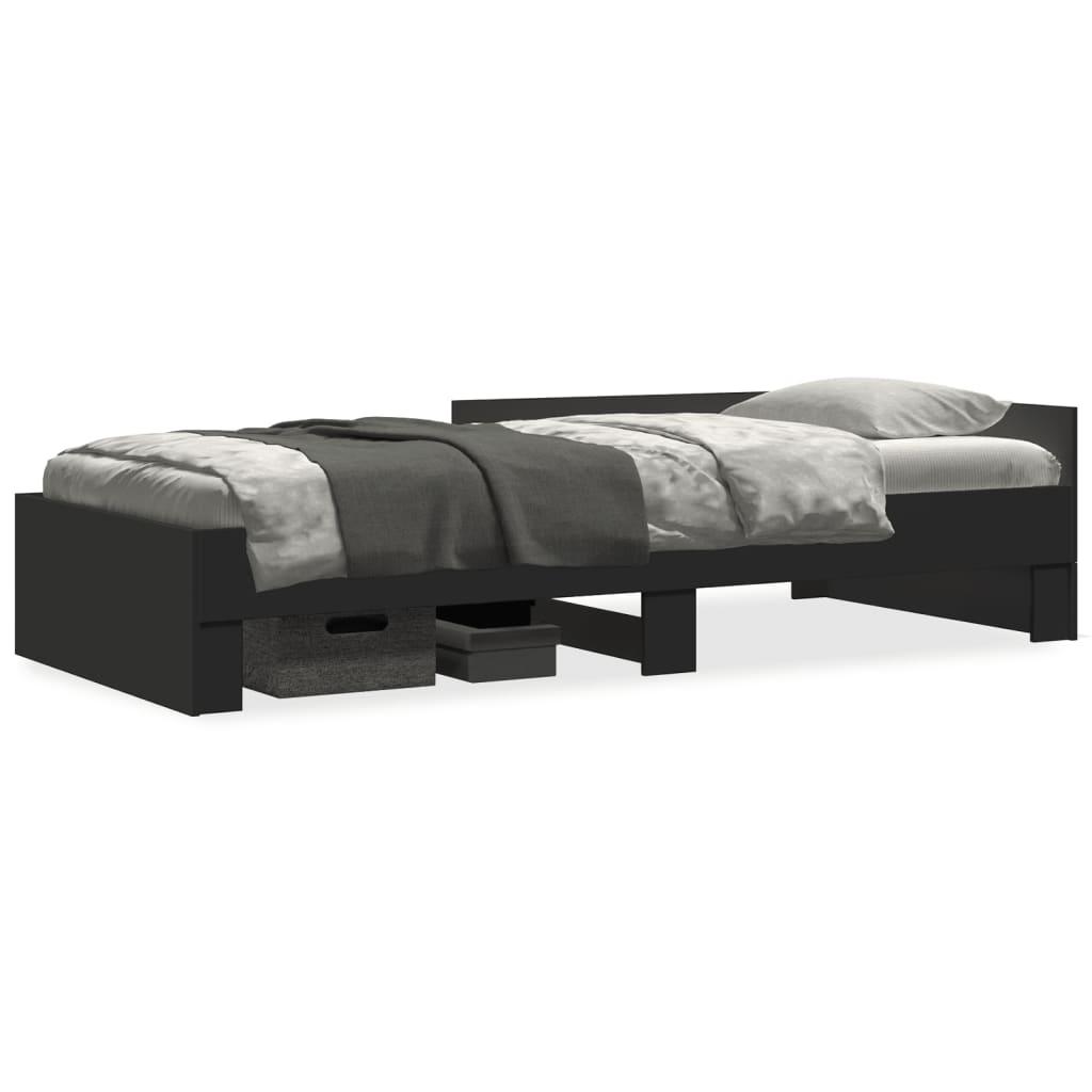 Sengeramme 75x190 cm konstrueret træ sort billede
