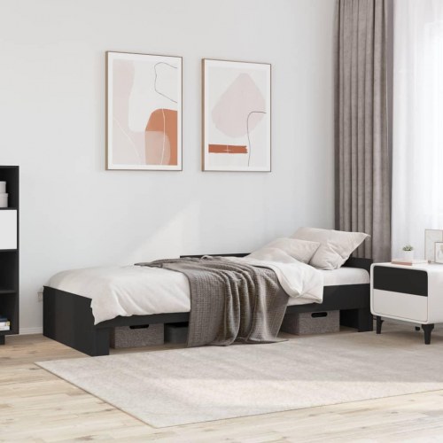 Sengeramme med sengeheste 75 x 190 cm - sort