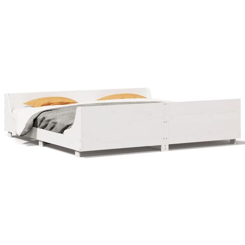 Sengeramme uden madras 200x200 cm massivt fyrretræ hvid