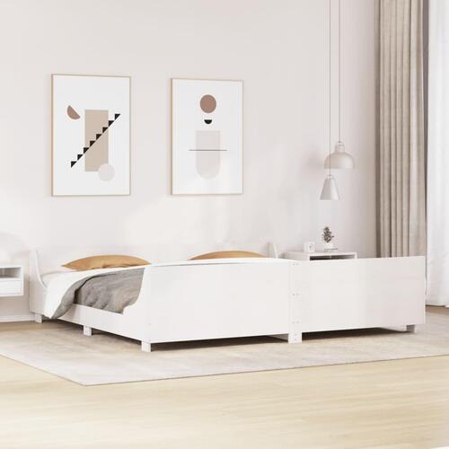 Sengeramme uden madras 200x200 cm massivt fyrretræ hvid