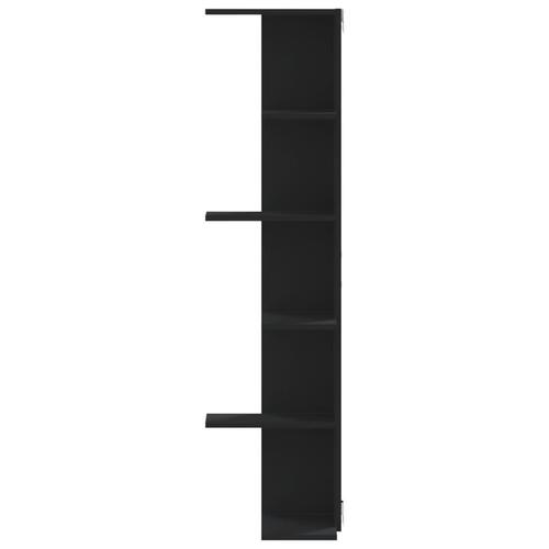 Væghængt hjørnehylde 36,5x36,5x140 cm konstrueret træ sort