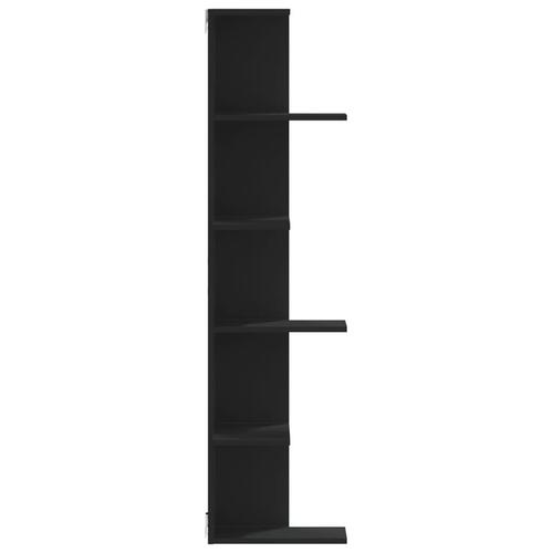 Væghængt hjørnehylde 36,5x36,5x140 cm konstrueret træ sort