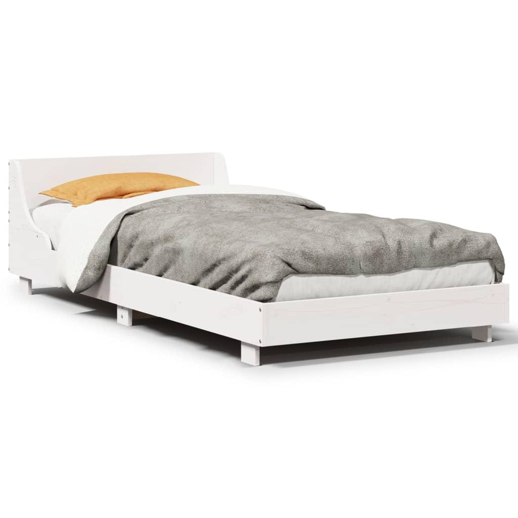 Sengeramme uden madras 100x200 cm massivt fyrretræ hvid billede