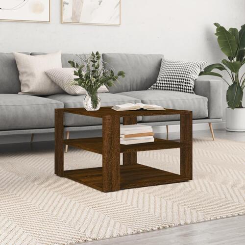 Sofabord 59,5x59,5x40 cm konstrueret træ brun egetræsfarve
