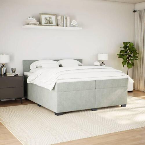 Kontinentalseng med madras 200x200 cm fløjl lysegrå