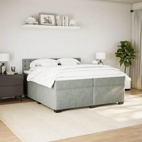 Kontinentalseng med madras 200x200 cm fløjl lysegrå