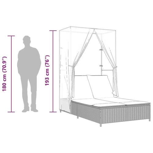 Solseng med tag og gardiner polyrattan sort