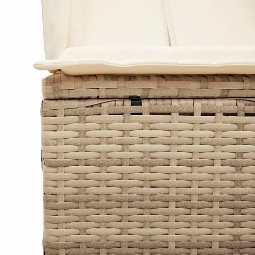 Solseng med tag og gardiner polyrattan beige