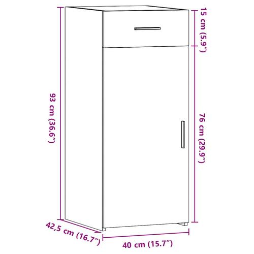 Skab 40x42,5x93 cm konstrueret træ sort