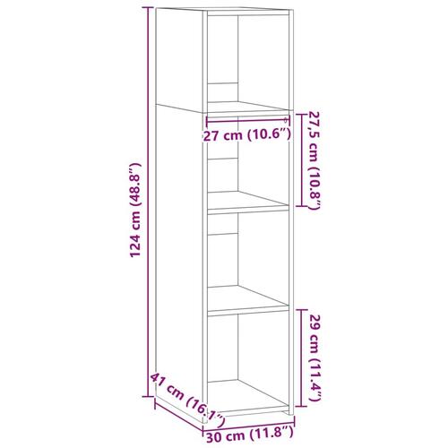 Reol 30x41x124 cm konstrueret træ sort