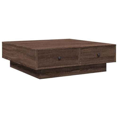 Sofabord 90x90x28 cm konstrueret træ brun egetræsfarve