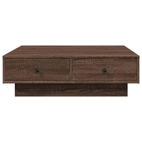 Sofabord 90x90x28 cm konstrueret træ brun egetræsfarve
