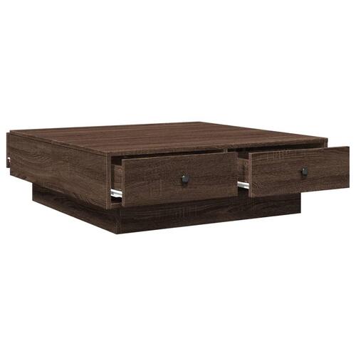 Sofabord 90x90x28 cm konstrueret træ brun egetræsfarve