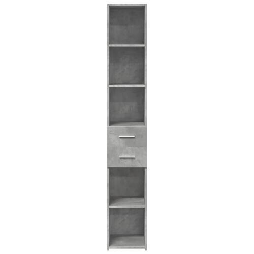 Reol 30x42,5x185 cm konstrueret træ betongrå