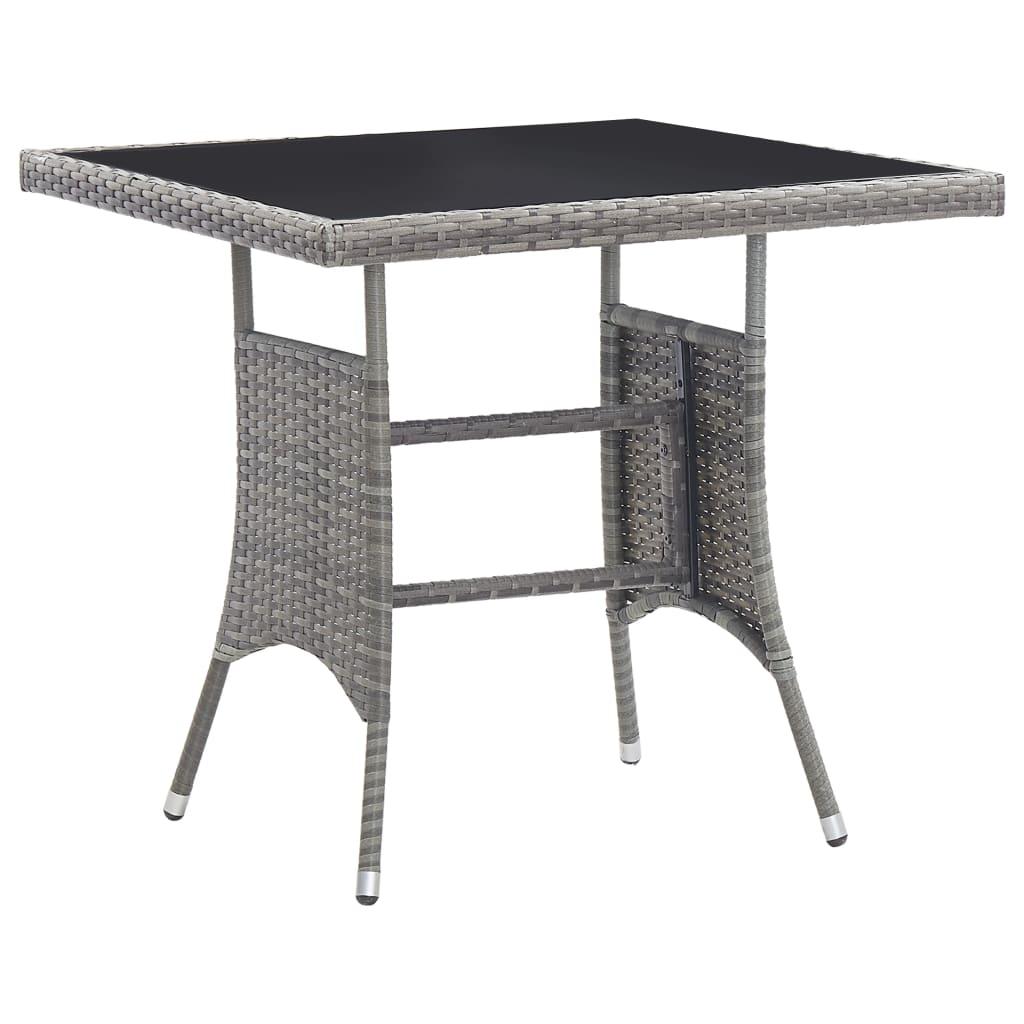 Havebord 80x80x74 cm polyrattan grå