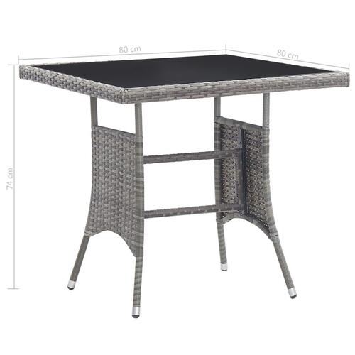 Havebord 80x80x74 cm polyrattan grå