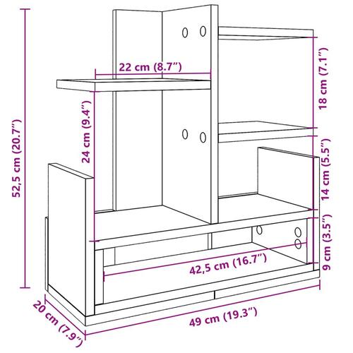 Hylde til skrivebord 49x20x52,5 cm konstrueret træ sonoma-eg