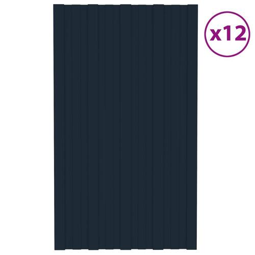 Tagplader 12 stk. 80x45 cm galvaniseret stål antracitgrå