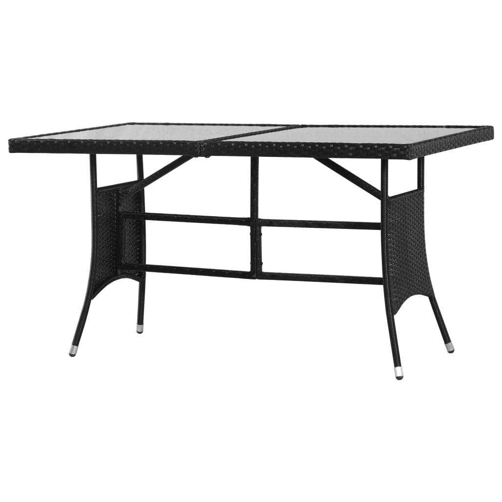 Havebord 140 x 80 x 74 cm polyrattan sort billede