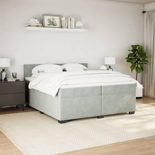 Kontinentalseng med madras 200x200 cm fløjl lysegrå