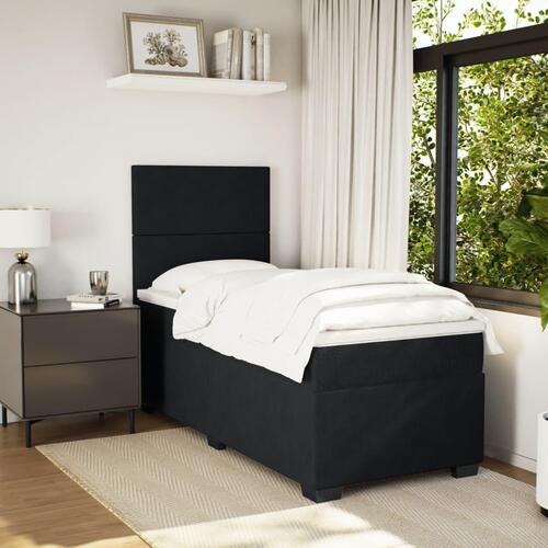 Kontinentalseng med madras 90x190 cm fløjl sort