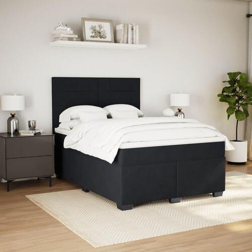 Kontinentalseng med madras 140x190 cm fløjl sort