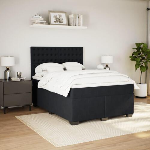 Kontinentalseng med madras 140x190 cm fløjl sort