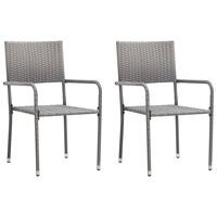 Havestole 2 stk. stabelbare polyrattan grå