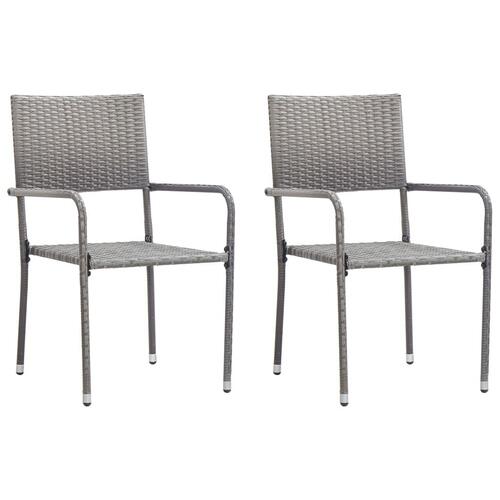 Havestole 2 stk. stabelbare polyrattan grå