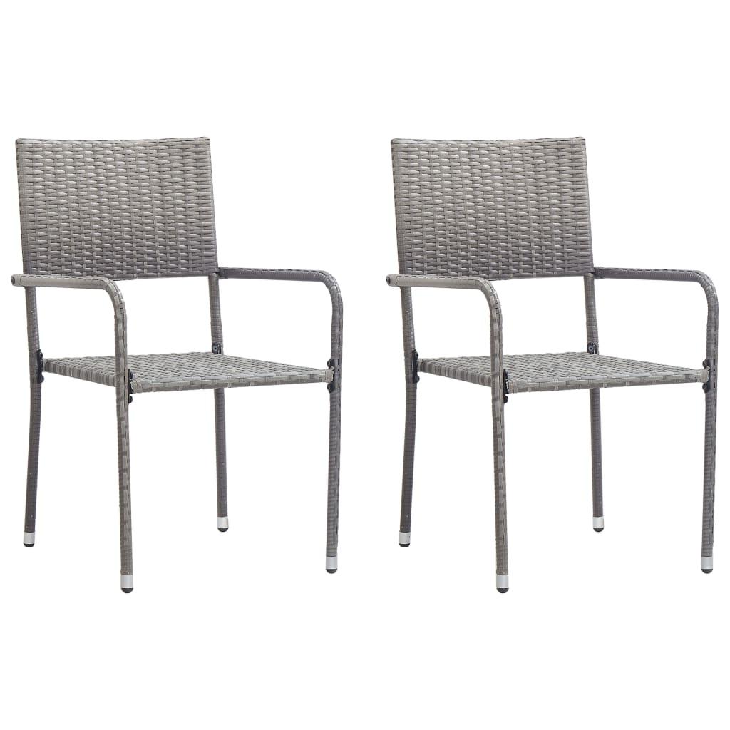 Havestole 2 stk. stabelbare polyrattan grå
