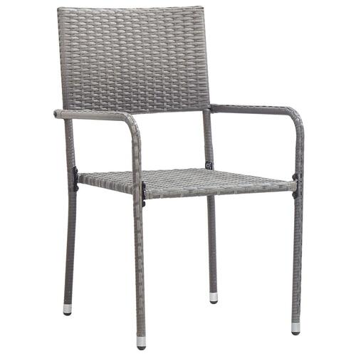 Havestole 2 stk. stabelbare polyrattan grå