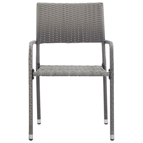 Havestole 2 stk. stabelbare polyrattan grå