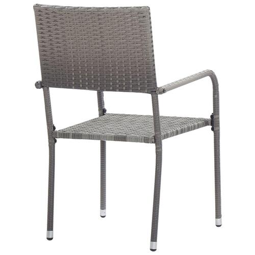 Havestole 2 stk. stabelbare polyrattan grå
