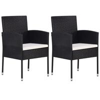 Havestole 2 stk. cremehvide hynder polyrattan sort