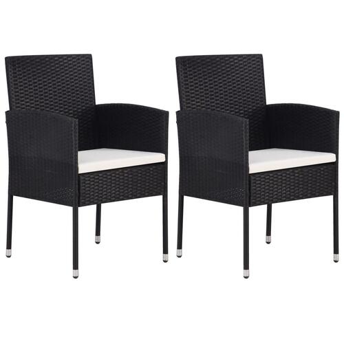 Havestole 2 stk. cremehvide hynder polyrattan sort