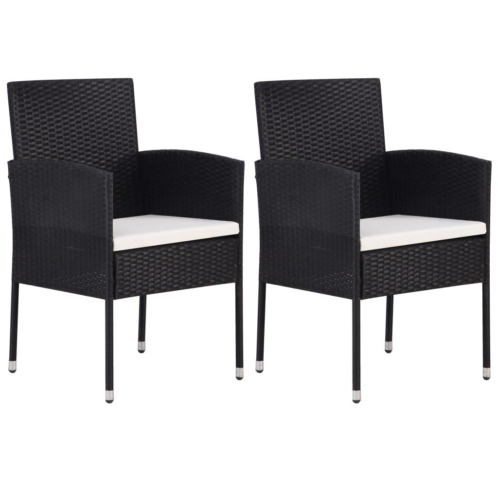 Havestole 2 stk. cremehvide hynder polyrattan sort