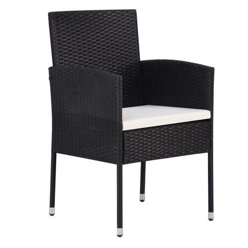 Havestole 2 stk. cremehvide hynder polyrattan sort