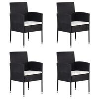 Havestole 4 stk. cremehvide hynder polyrattan sort