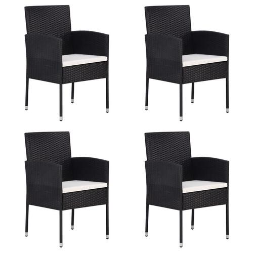 Havestole 4 stk. cremehvide hynder polyrattan sort