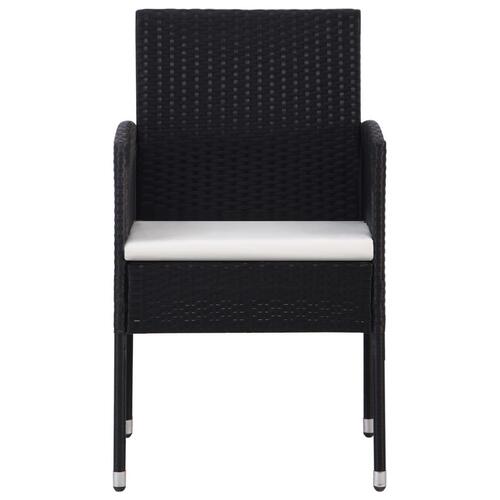 Havestole 4 stk. cremehvide hynder polyrattan sort
