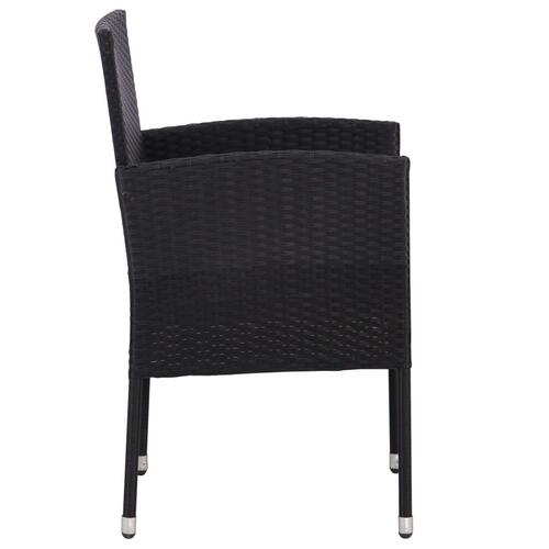 Havestole 4 stk. cremehvide hynder polyrattan sort