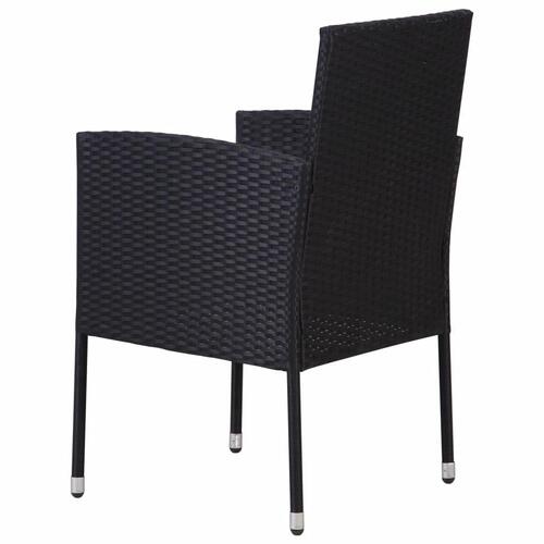 Havestole 4 stk. cremehvide hynder polyrattan sort