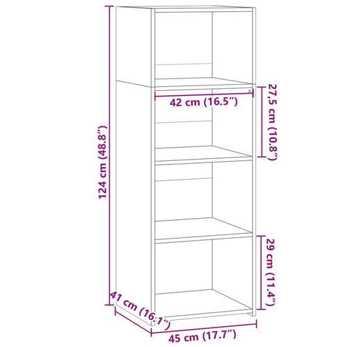 Reol 45x41x124 cm konstrueret træ hvid